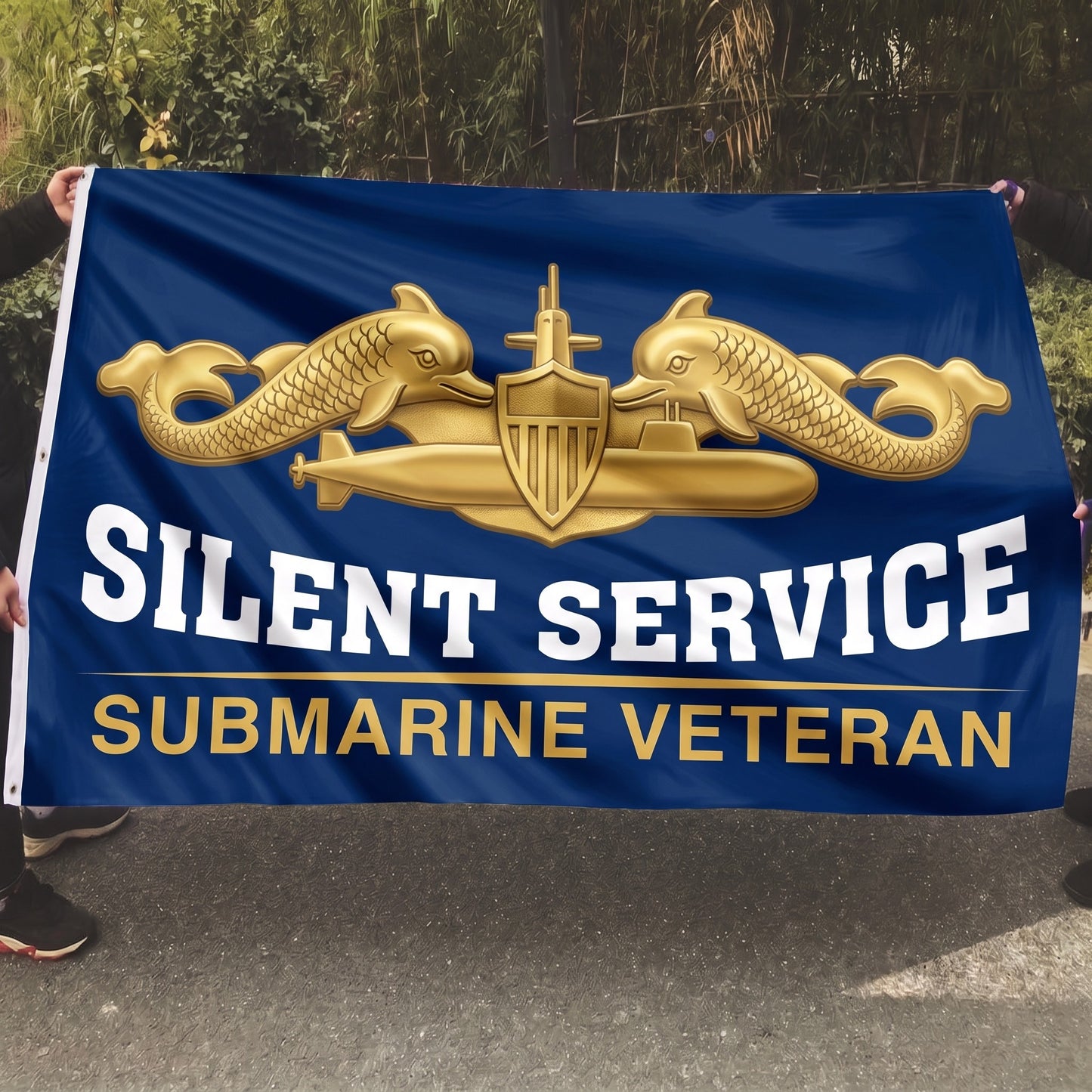Silent Service Submarine Veteran Flag Gold - 5x8
