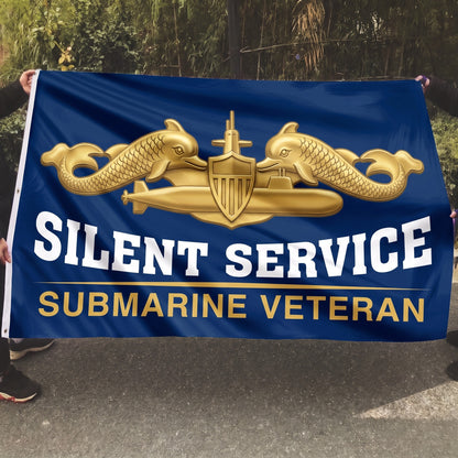 Silent Service Submarine Veteran Flag Gold - 5x8
