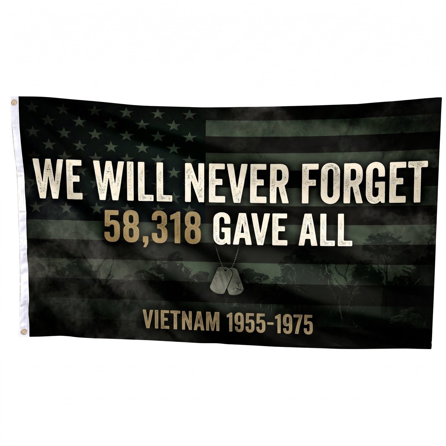 Vietnam Never Forget Tribute Flag - Straight