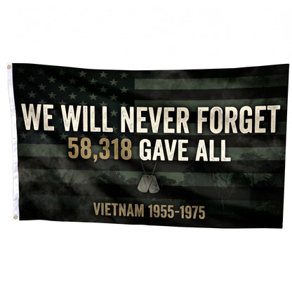 Vietnam Never Forget Tribute Flag - Straight