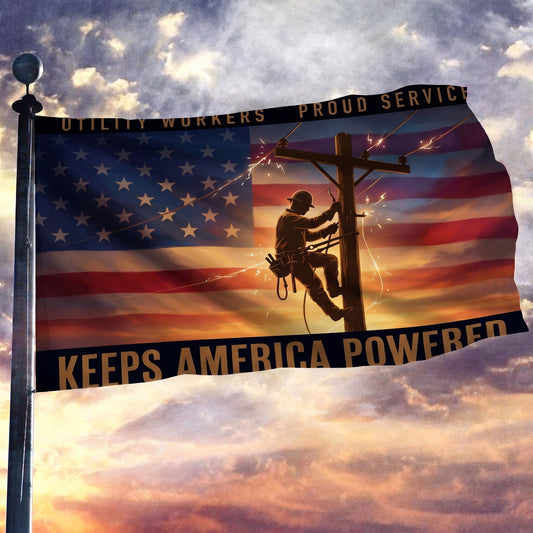 Lineman Keeps America Powered Flag - 3x5