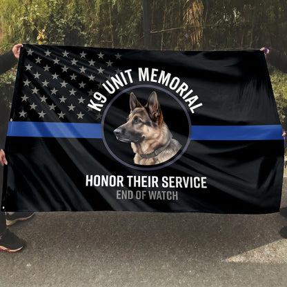 Thin Blue Line K9 Duty Memorial Flag - 5x8 Mockup - Emblem