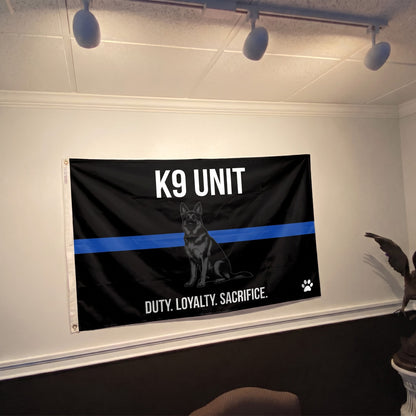 Thin Blue Line K9 Duty Memorial Flag Silhouette - 4x6 Mockup