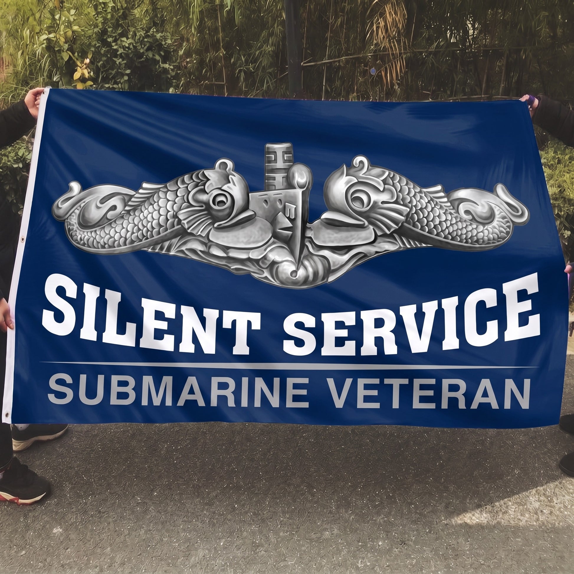 Silver Dolphins Submarine Veteran Flag - 5x8