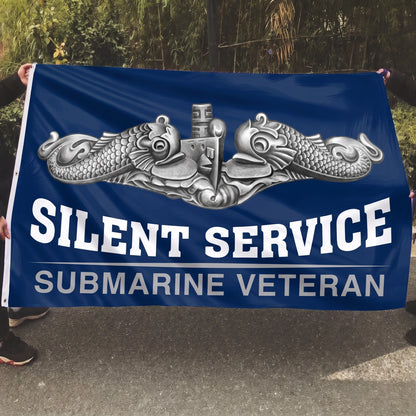 Silver Dolphins Submarine Veteran Flag - 5x8