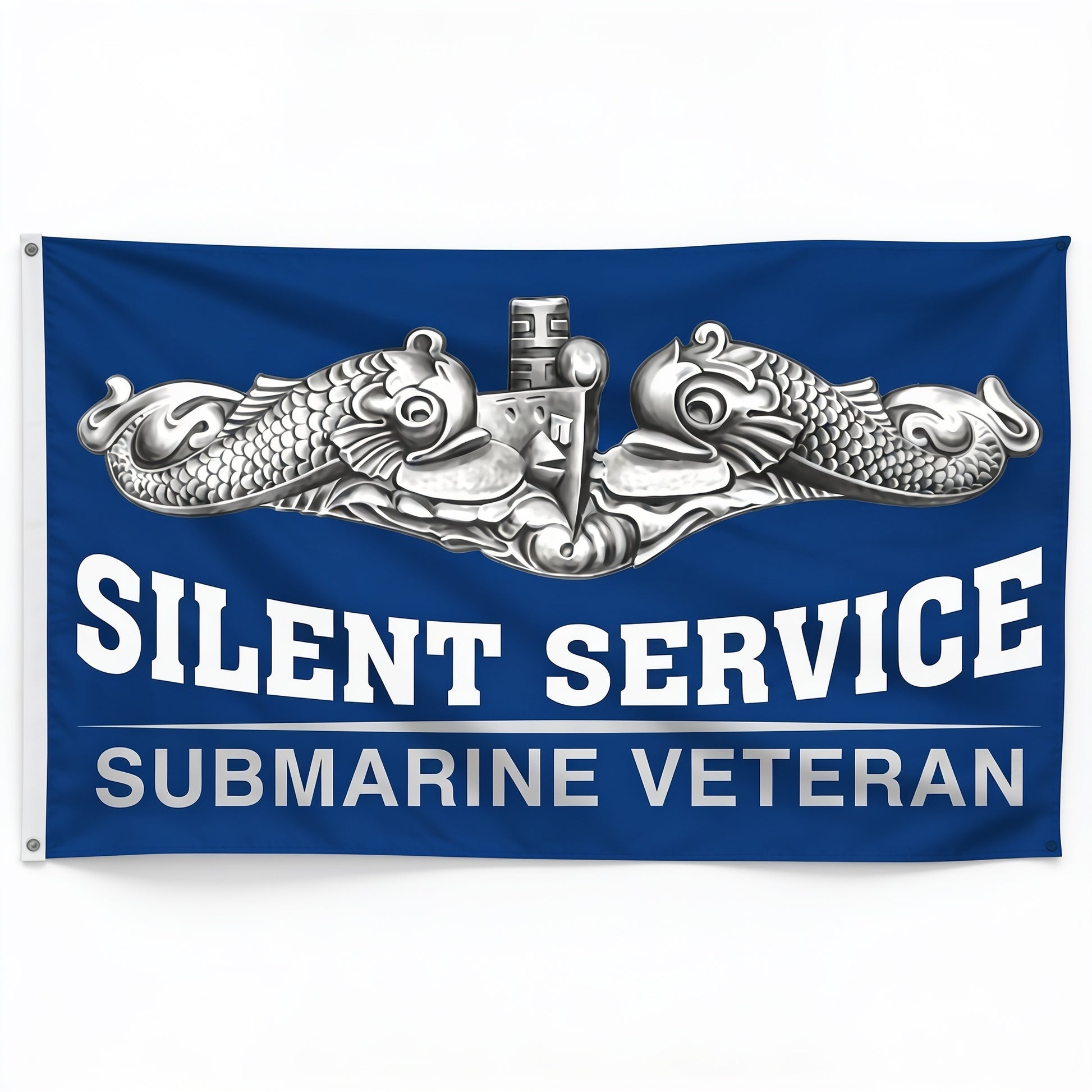 Silver Dolphins Submarine Veteran Flag - Straight Shot