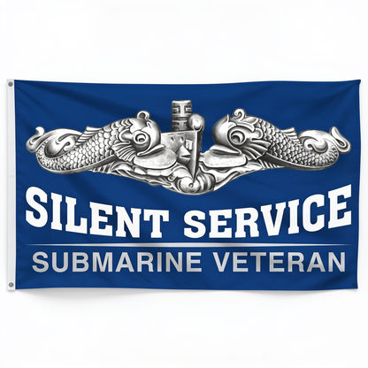 Silver Dolphins Submarine Veteran Flag - Straight Shot