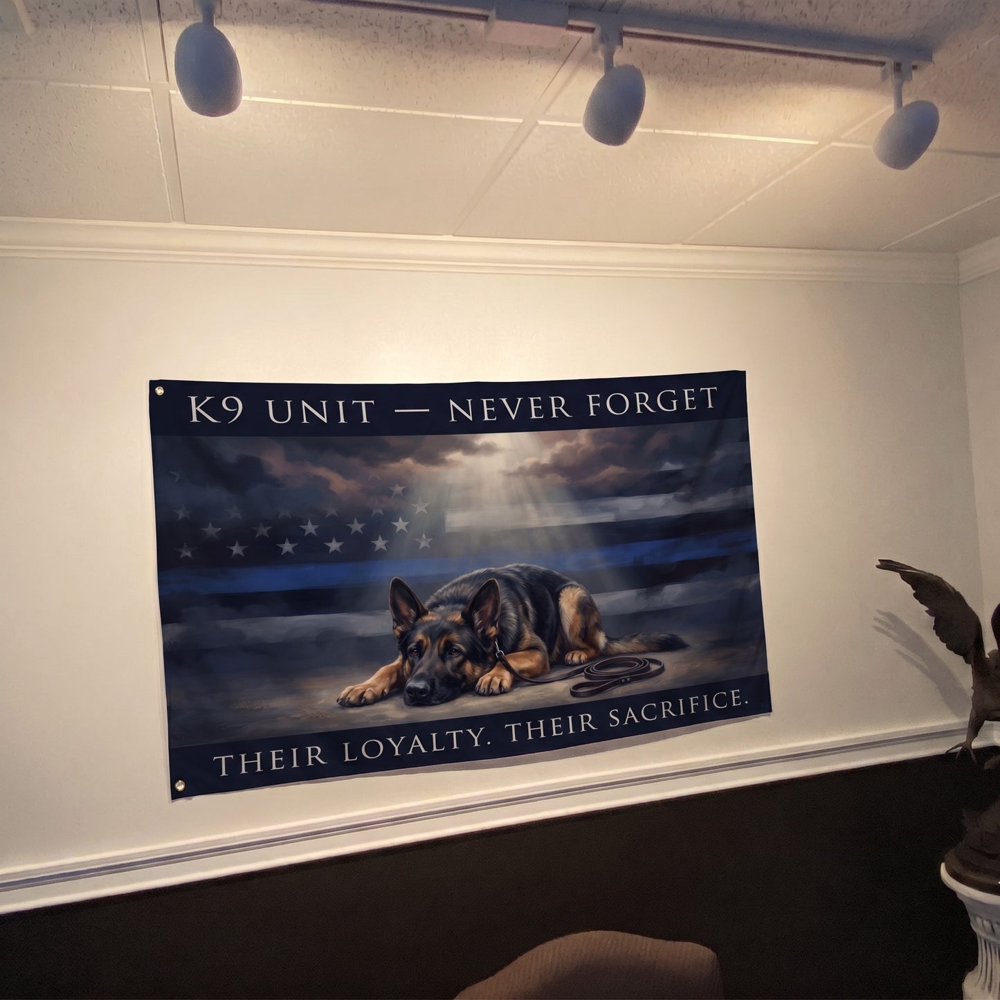 Thin Blue Line K9 Duty Memorial Flag Cinematic - 4x6 Mockup
