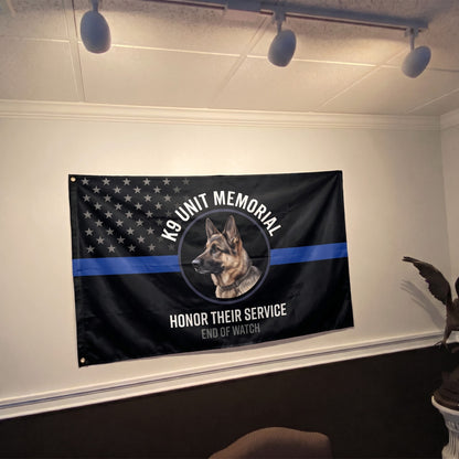 Thin Blue Line K9 Duty Memorial Flag - 4x6 Mockup - Emblem