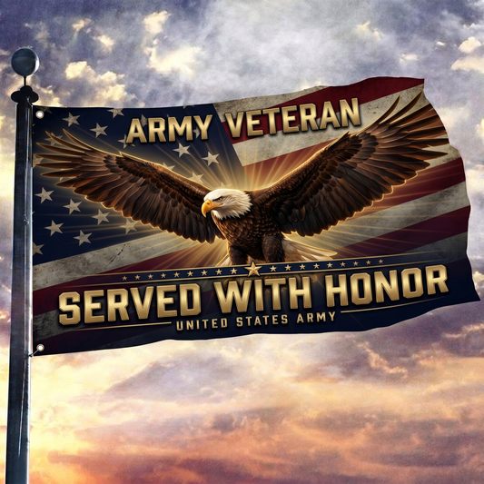 Army Veteran Served With Honor Flag - Straight Display