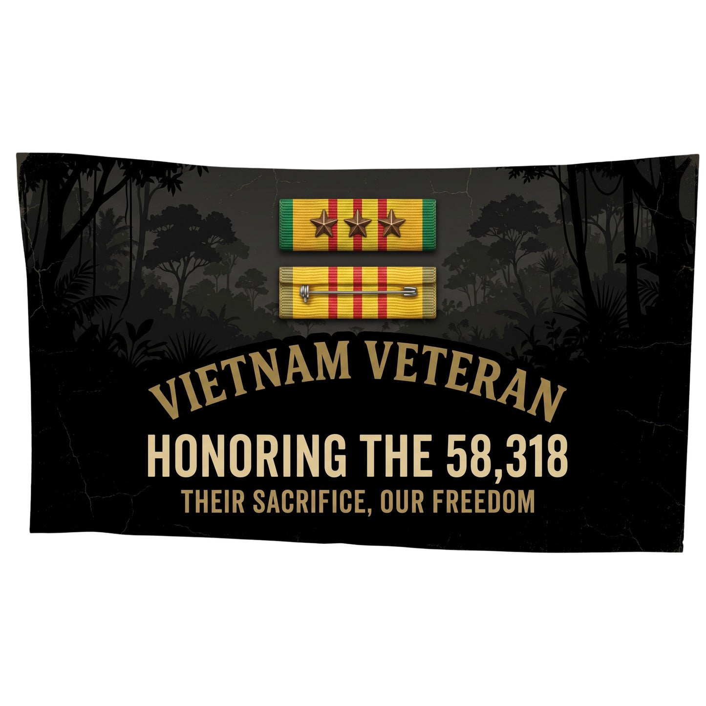 Vietnam Veteran Service Ribbon Tribute Flag - Straight