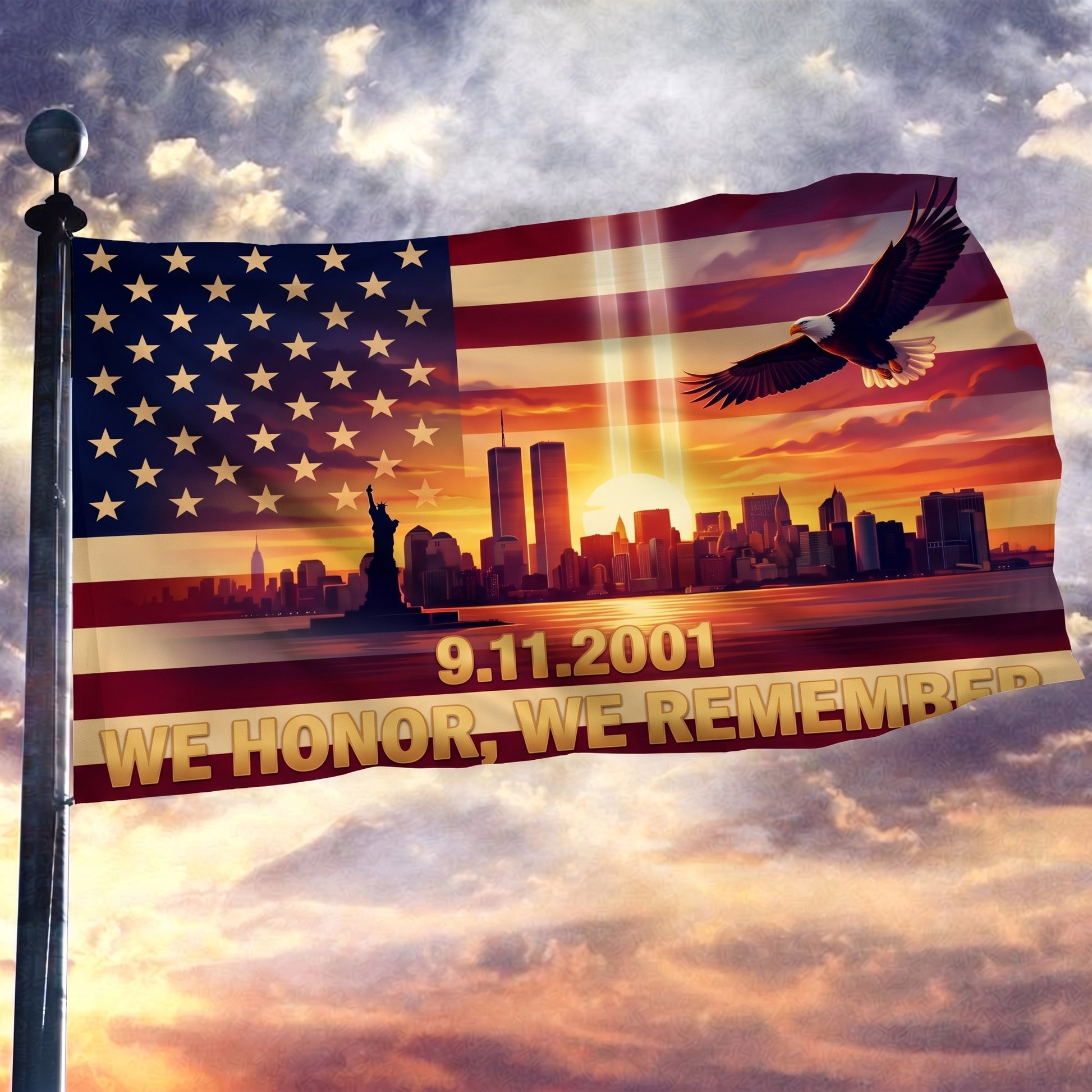 Flag0435 3x5 Mockup - 9.11.2001 We Honor We Remember
