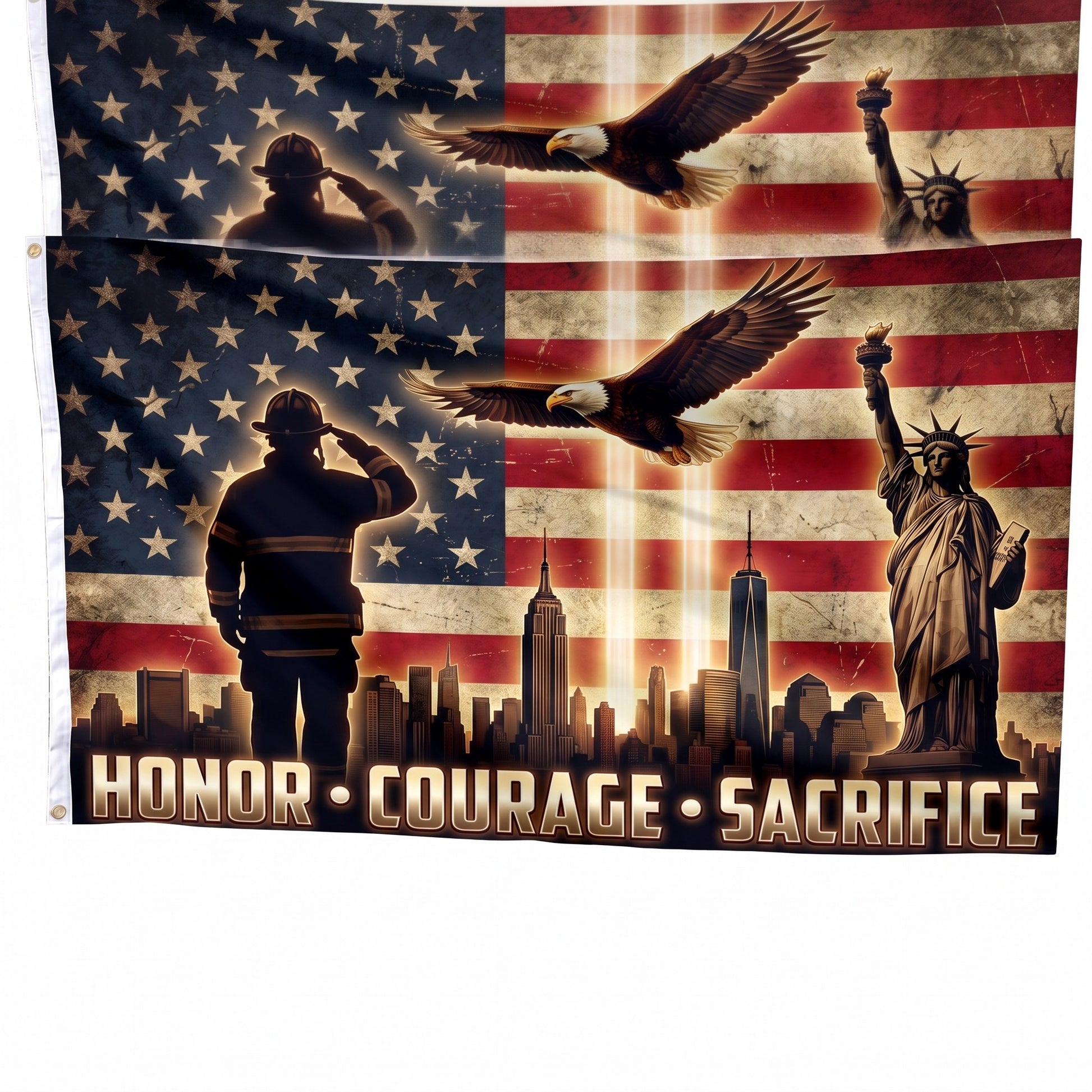 Flag0433 Flag Mockup Straight - Honor Courage Sacrifice