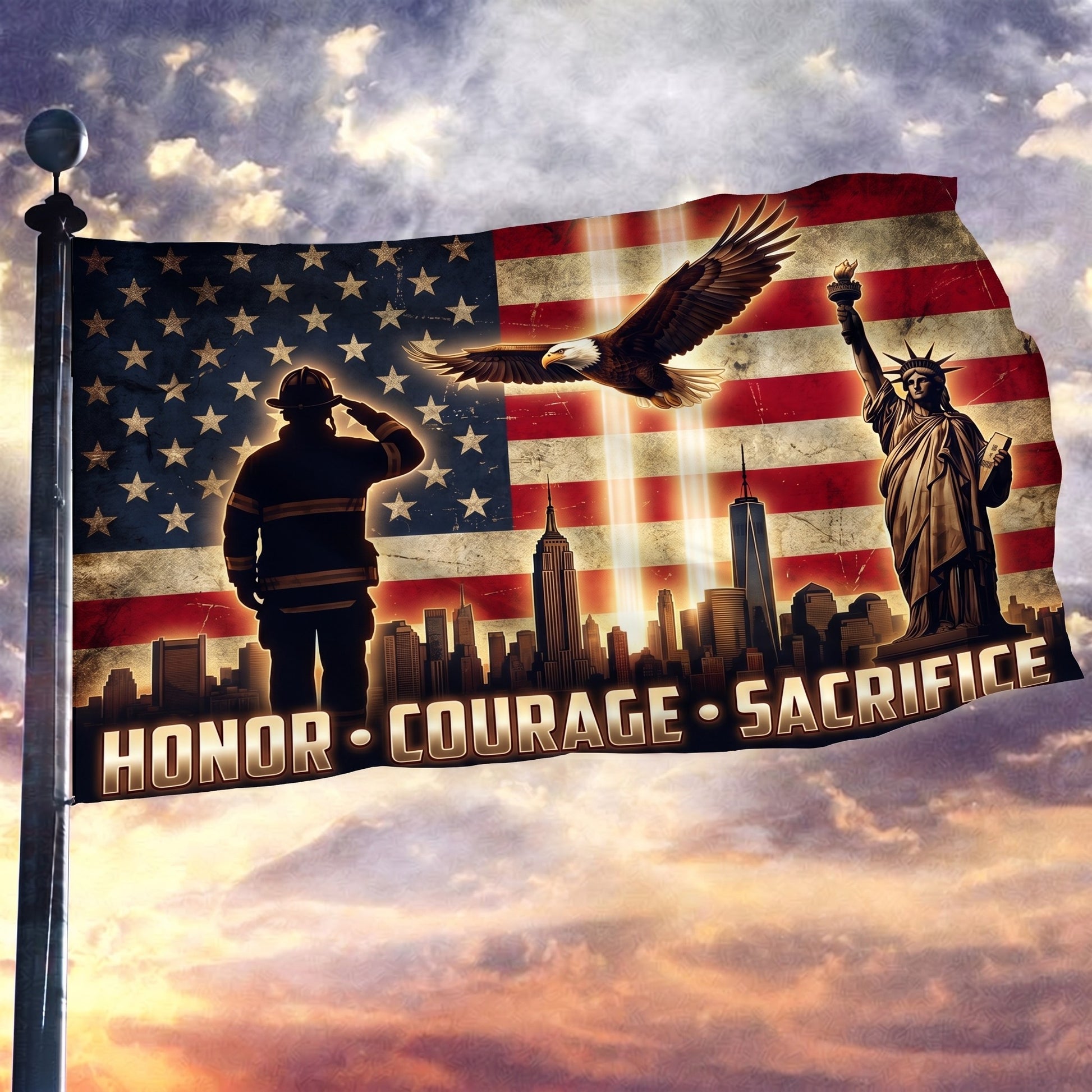 Flag0433 3x5 Mockup - Honor Courage Sacrifice