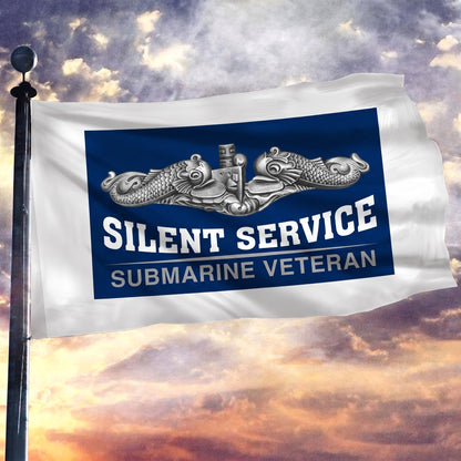 Silver Dolphins Submarine Veteran Flag - 3x5