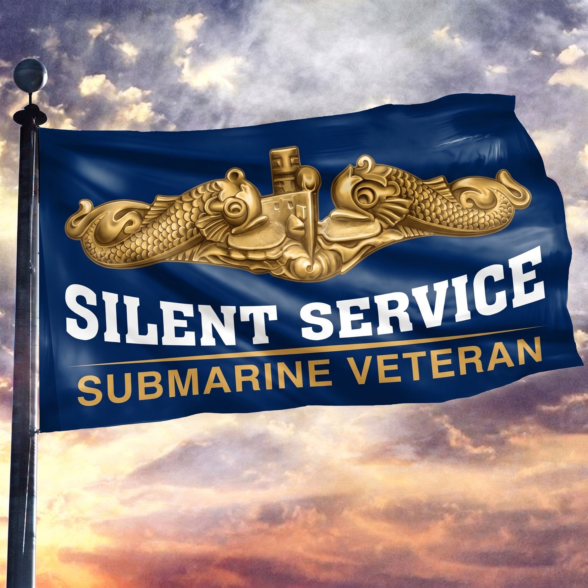 Gold Dolphins Submarine Veteran Flag - 3x5