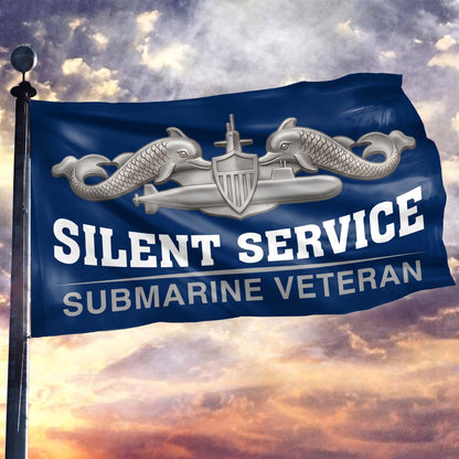 Silent Service Submarine Veteran Flag Silver - 3x5