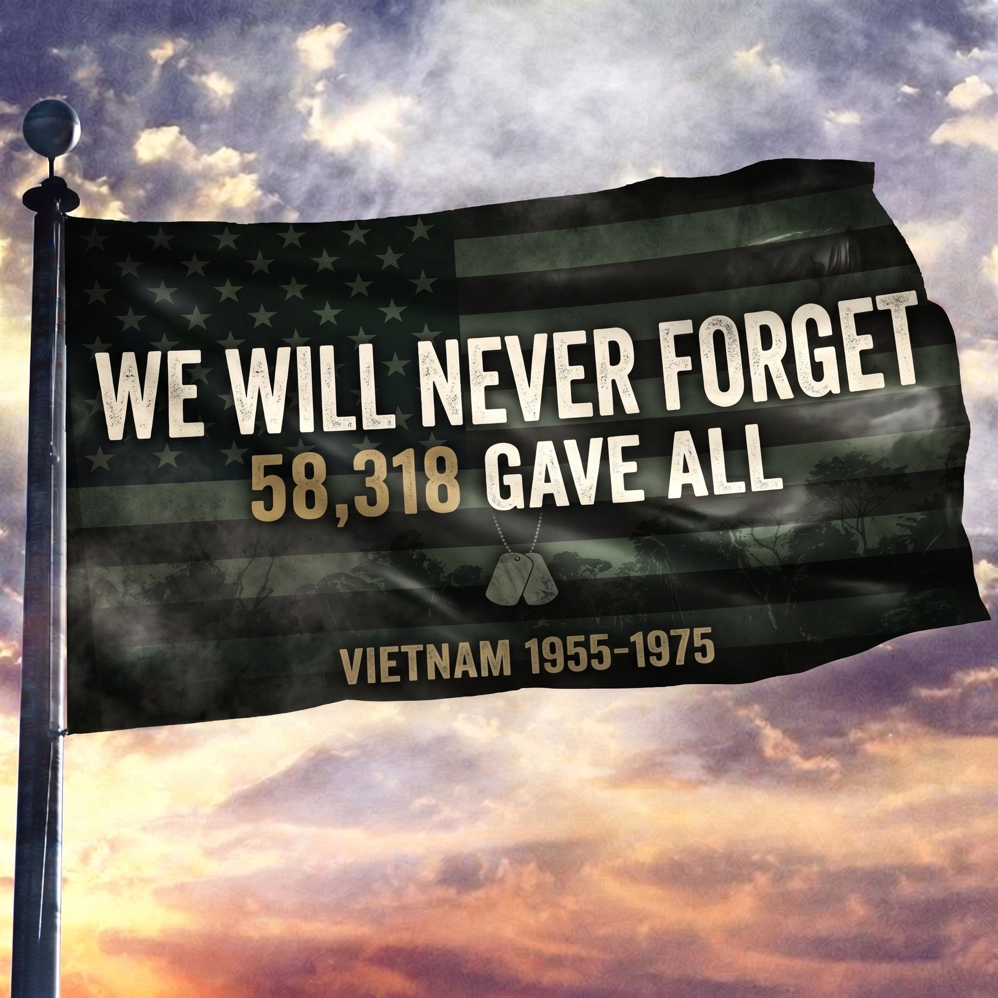 Vietnam Never Forget Tribute Flag - 3x5