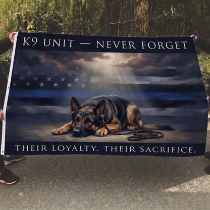 Thin Blue Line K9 Duty Memorial Flag Cinematic - 5x8 Mockup