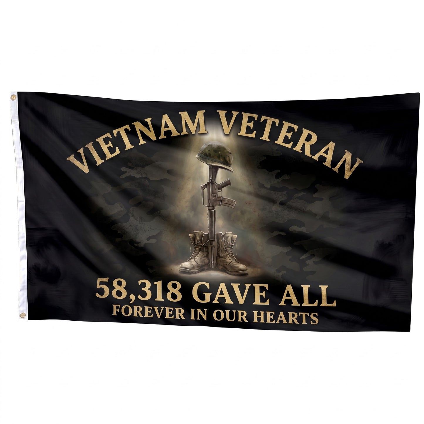 Vietnam Veteran Battlefield Cross Tribute Flag - Straight
