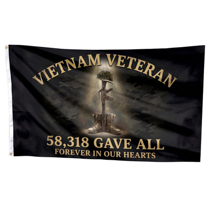 Vietnam Veteran Battlefield Cross Tribute Flag - Straight