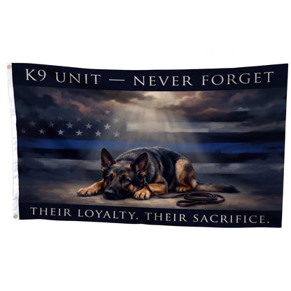 Thin Blue Line K9 Duty Memorial Flag Cinematic - Flag Mockup Straight