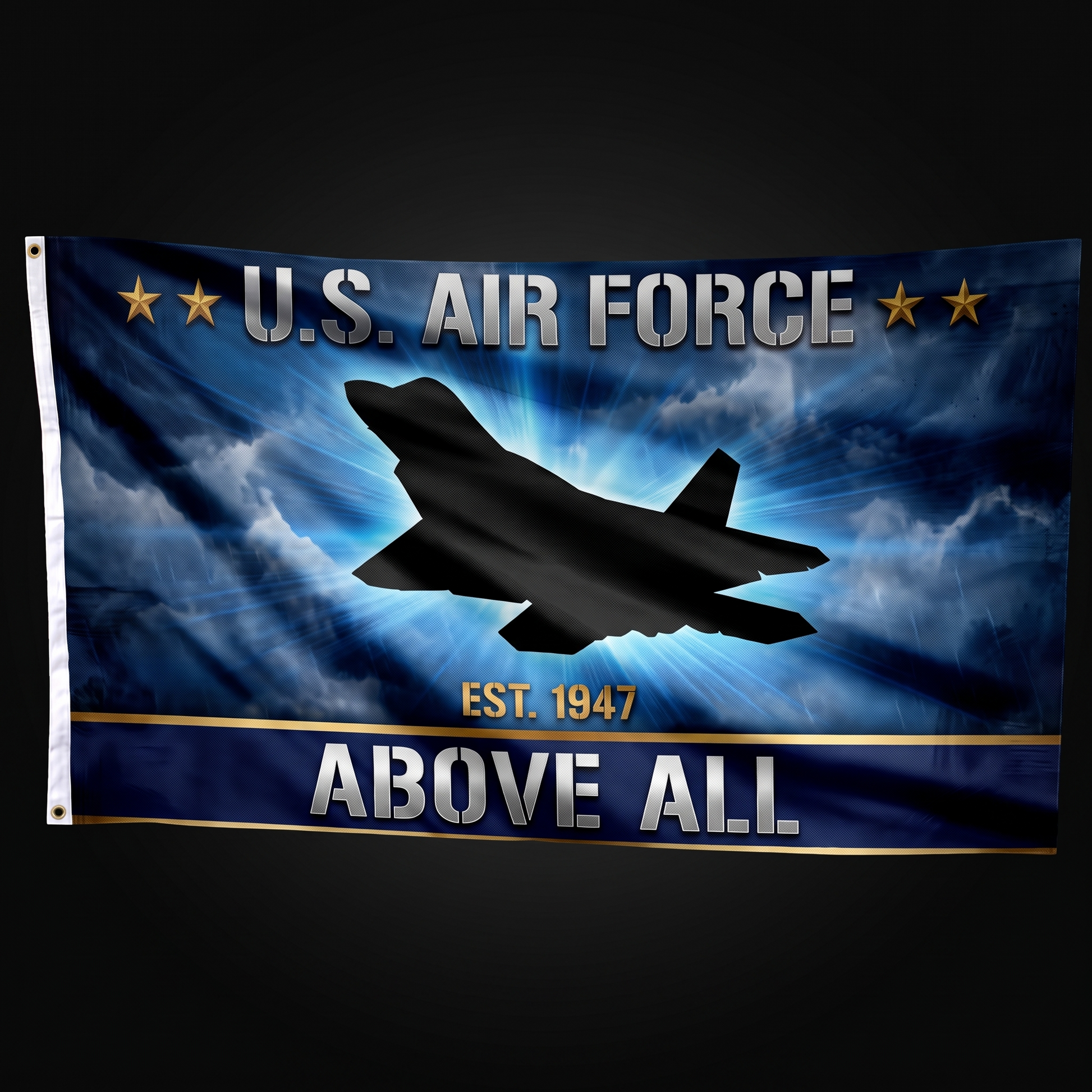 Raptor Dominance Flag straight display