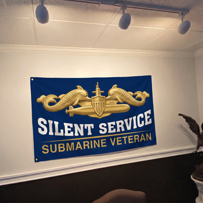 Silent Service Submarine Veteran Flag Gold - 4x6