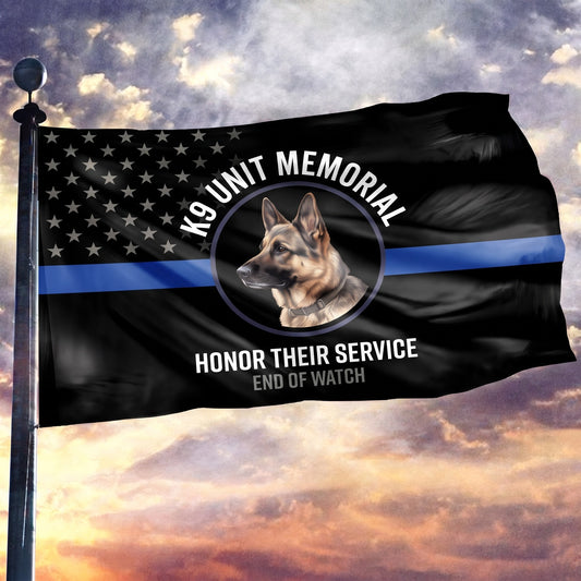 Thin Blue Line K9 Duty Memorial Flag - 3x5 Mockup - Emblem