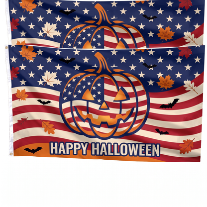 Patriotic Pumpkin Flag Happy Halloween - Flag Mockup Straight