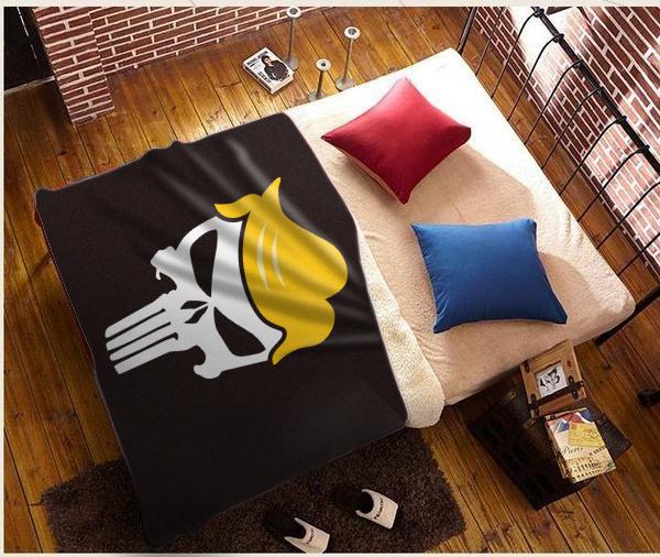 Punisher Trump Sherpa Blanket 50x60 + Free Trump Punisher Flag 3x5 Single Reverse Flag