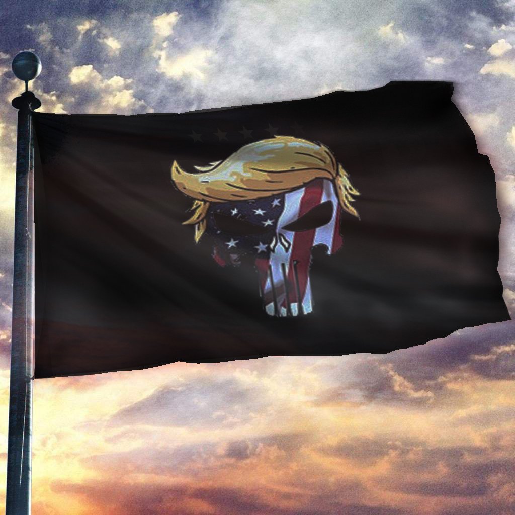 Punisher Trump USA Sherpa Blanket 50x60 + Free Matching 3x5 Single Reverse Flag